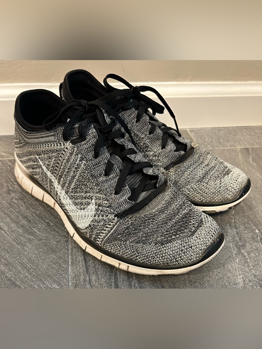 Nike Women’s Flyknit Running Shoes - Black/Gray/White